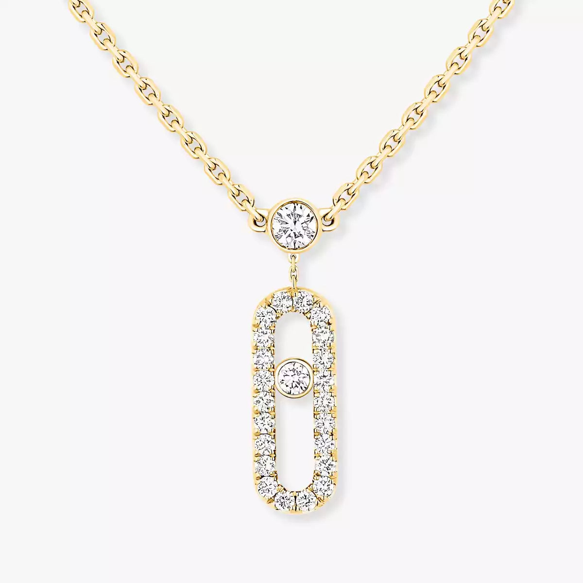 [Mystic ]2 Rows Rose Gold Diamond Pave_ Necklace Move Uno