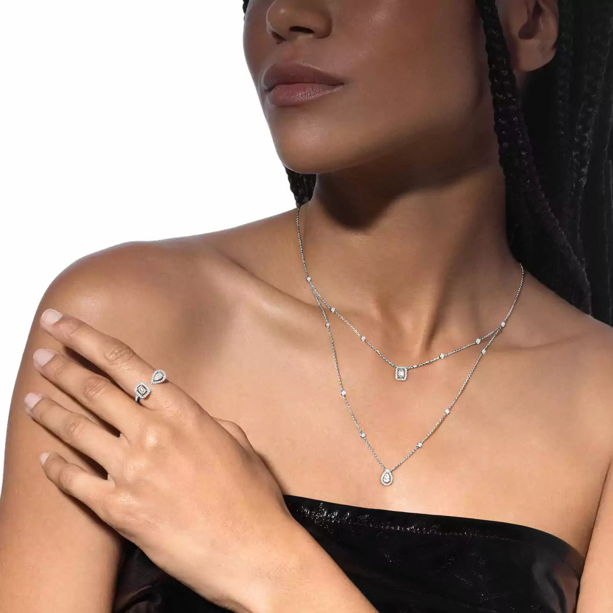 [Mystic ]Diamond Necklace My Twin 2 Rows