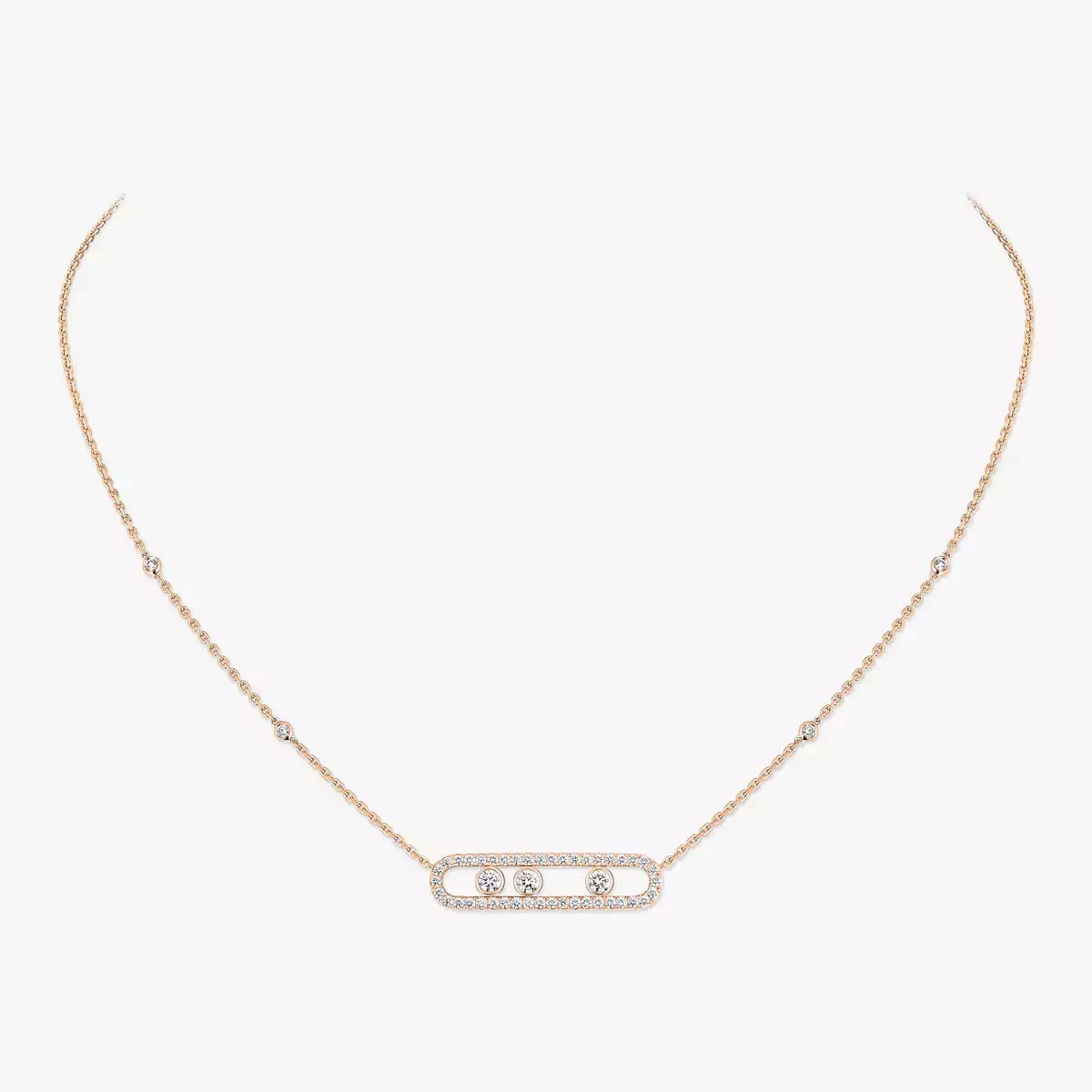 [Mystic ] Move Pave_ Rose Gold Diamond Necklace