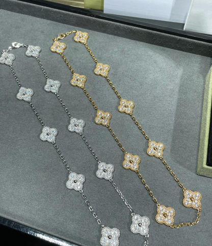 [Mystic]CLOVER 10 MOTIFS FULL DIAMOND NECKLACE
